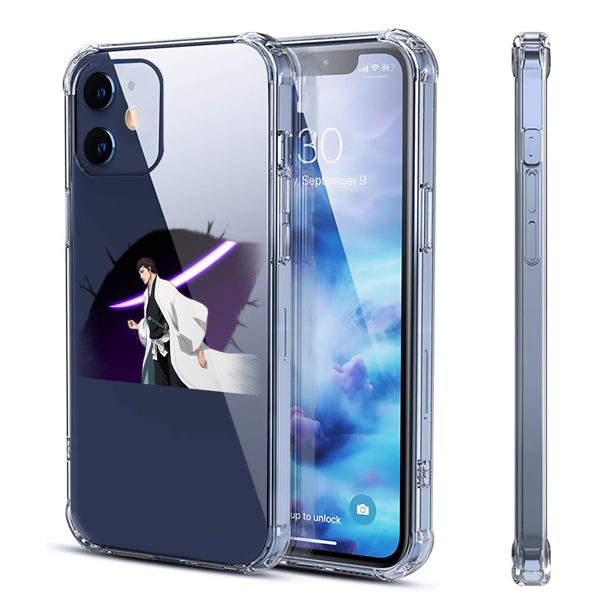 （画像用） ブリーチ 藍染 惣右介（あいぜん そうすけ） BLEACH Aizen Sousuke 【iPhone 12シリーズ対応】透明スマホケース（クリアソフトケース）